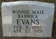  Winnie Maie <I>Barwick</I> Evans
