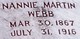  Nancy Estelle “Nannie” <I>Martin</I> Webb