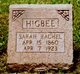 Sarah Rachel <I>Wood</I> Higbee
