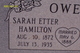  Sarah Etter <I>Hamilton</I> Owen