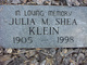 Julia M <I>Shea</I> Klein