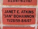  Janet E “Jan” <I>Atkins</I> Bohannon