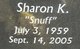  Sharon K “Snuff” <I>Luke</I> Johnson