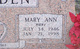  Mary Ann <I>Avery</I> Snowden