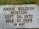  Amy Melinda Ann “Annie” <I>Weldon</I> Burton