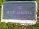  Alice Alberta “Allie” <I>Weber</I> Fox