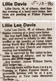  Lillie Lee <I>Davis</I> Davis