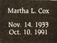  Martha L Cox