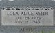  Lola Alice <I>Tabler</I> Keith