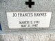  Josephine Frances “Jo” <I>Haynes</I> Pickhardt