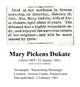  Mary <I>Pickens</I> Dukate