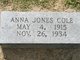 Profile photo:  Anna “Annie” <I>Jones</I> Cole