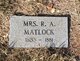 Mrs Rebecca A <I>Keys</I> Matlock