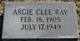  Argie Clee <I>Murray</I> Ray