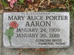  Mary Alice “Pie” <I>Porter</I> Aaron