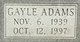  Doris Gayle “Gayle” <I>Adams</I> Smith
