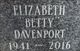  Elizabeth Ann “Betty” <I>Cox</I> Davenport