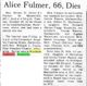 Alice E Waters Fulmer - Obituary