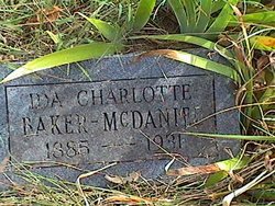 Ida Charlotte “Lottie” <I>Baker</I> McDaniel 