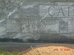 Minnie Lee <I>Halbert</I> Cain 