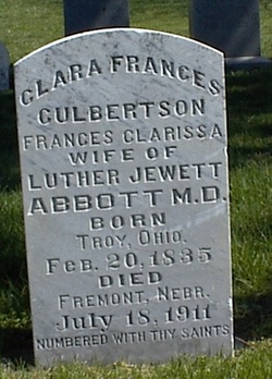 Clara Frances “Clarissa” <I>Culbertson</I> Abbott 