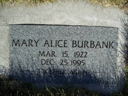 Mary Alice <I>Miller</I> Burbank 