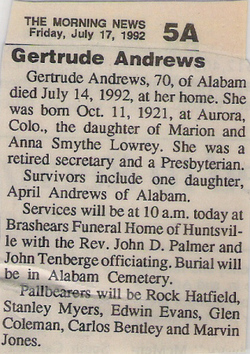 Gertrude <I>Lowrey</I> Andrews 