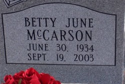 Betty June <I>Hardisty</I> McCarson 