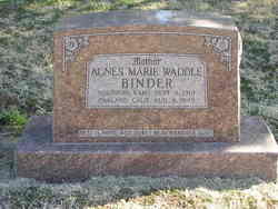 Agnes Marie <I>Waddle</I> Binder 