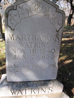 Martha Ann <I>Welch</I> Watkins 