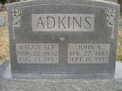 Maggie Lee <I>Clark</I> Adkins 