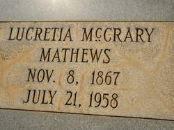 Sarah Lucretia <I>McCrary</I> Mathews 