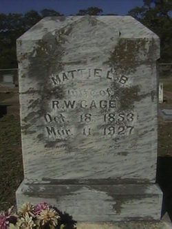 Martha Lenora B. “Mattie” <I>Williams</I> Cage 