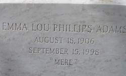 Emma Lou <I>Phillips</I> Adams 