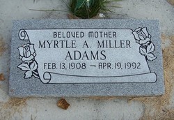 Myrtle Artelia <I>Miller</I> Adams 