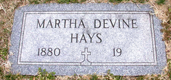 Martha Ann “Mattie” <I>Devine</I> Hays 