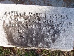 Martha Elizabeth <I>Martin</I> Sanders 