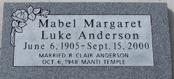 Mabel Margaret <I>Luke</I> Anderson 