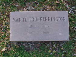 Mattie Lou <I>Martin</I> Pennington 