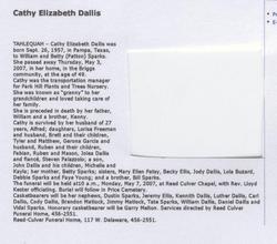 Cathy Elizabeth <I>Sparks</I> Dallis 
