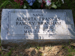 Alberta Francis “Nana” <I>Branham</I> Ramsey 