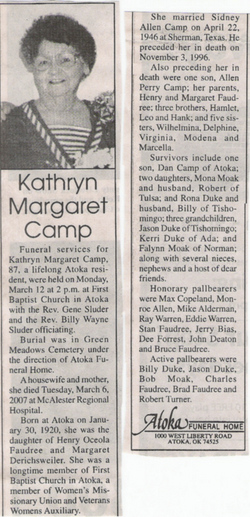 Kathryn Margaret <I>Faudree</I> Camp 