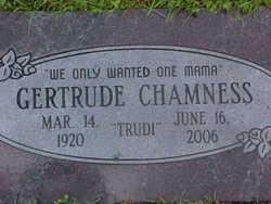 Gertrude Hazel Lucille “Trudi” <I>Lease</I> Chamness 