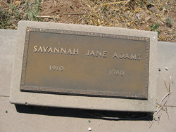 Savannah Jane <I>Teague</I> Adams 