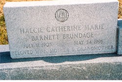 Halcie Catherine Marie <I>Barnett</I> Brundage 