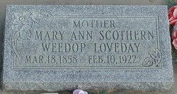 Mary Ann <I>Scothern</I> Loveday 