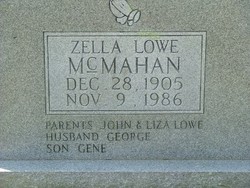 Zella <I>Lowe</I> McMahan 