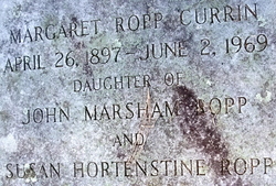 Margaret Vance <I>Ropp</I> Currin 