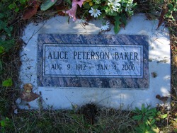 Alice <I>Peterson</I> Baker 