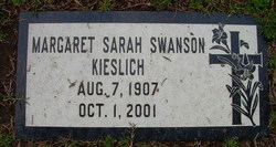 Margaret Sarah <I>Beggs</I> Kieslich Swanson 